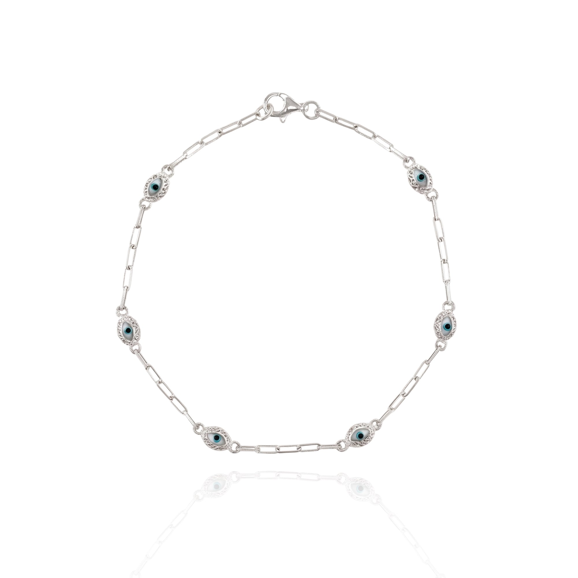 Nazar Marquise Enamel Gold Plated Silver Bracelet 