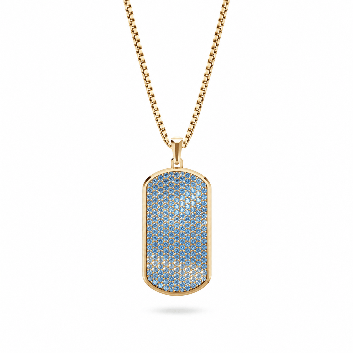 Azure Big Frame Pavé Tag Silver Necklace
