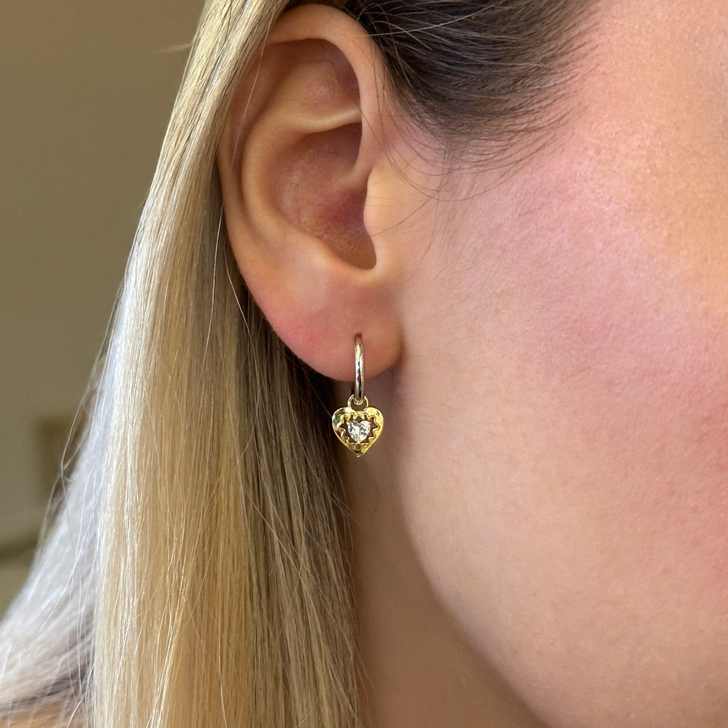 Gold &amp; Silver Hoop Heart Earrings 