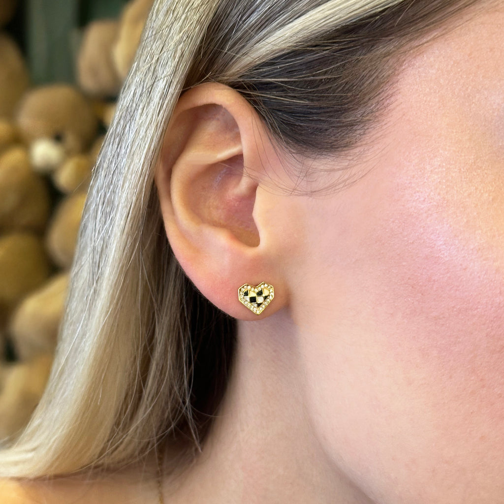 Heart Pixel Silver Earrings 