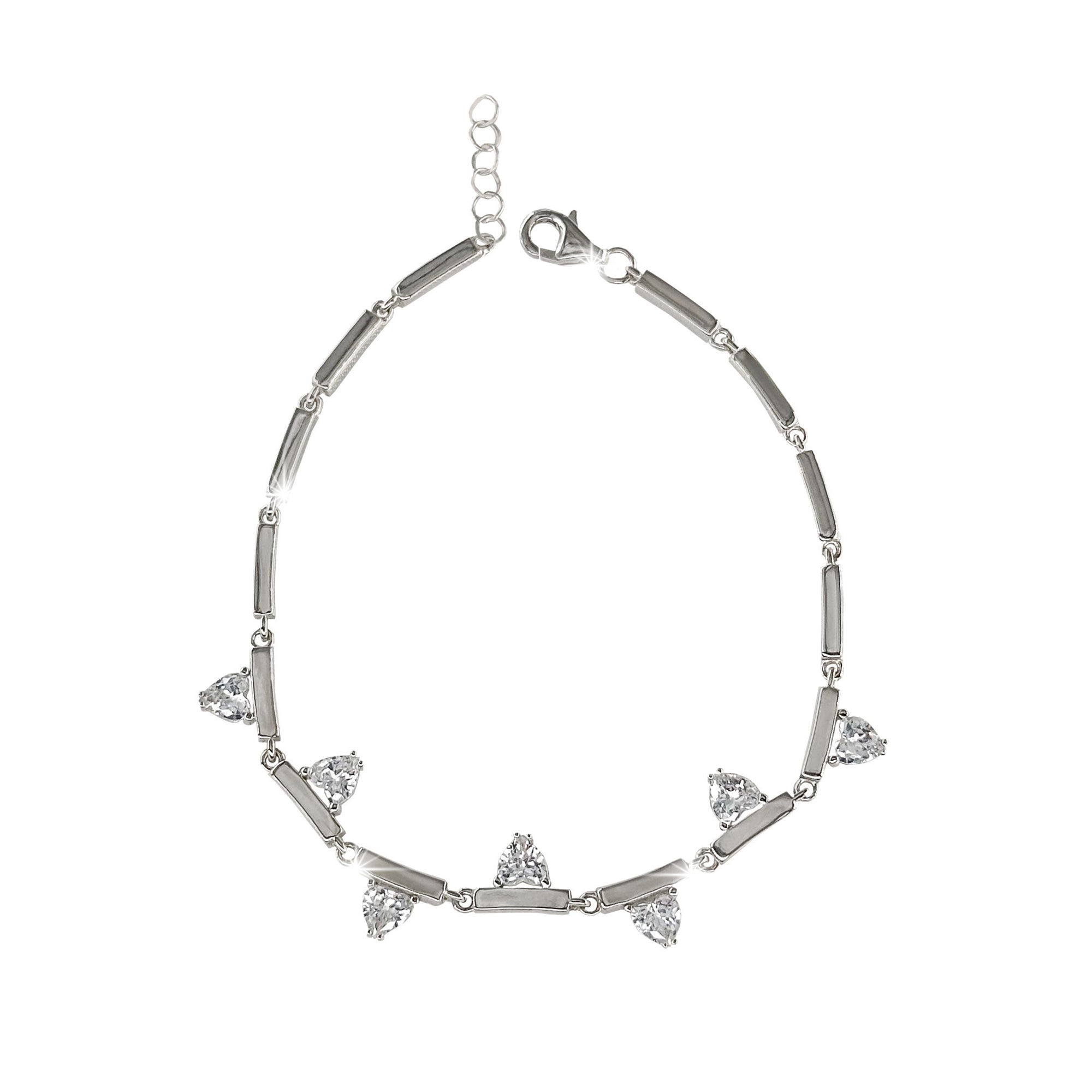 Kalp Zirkon Detaylı Gümüş Bileklik