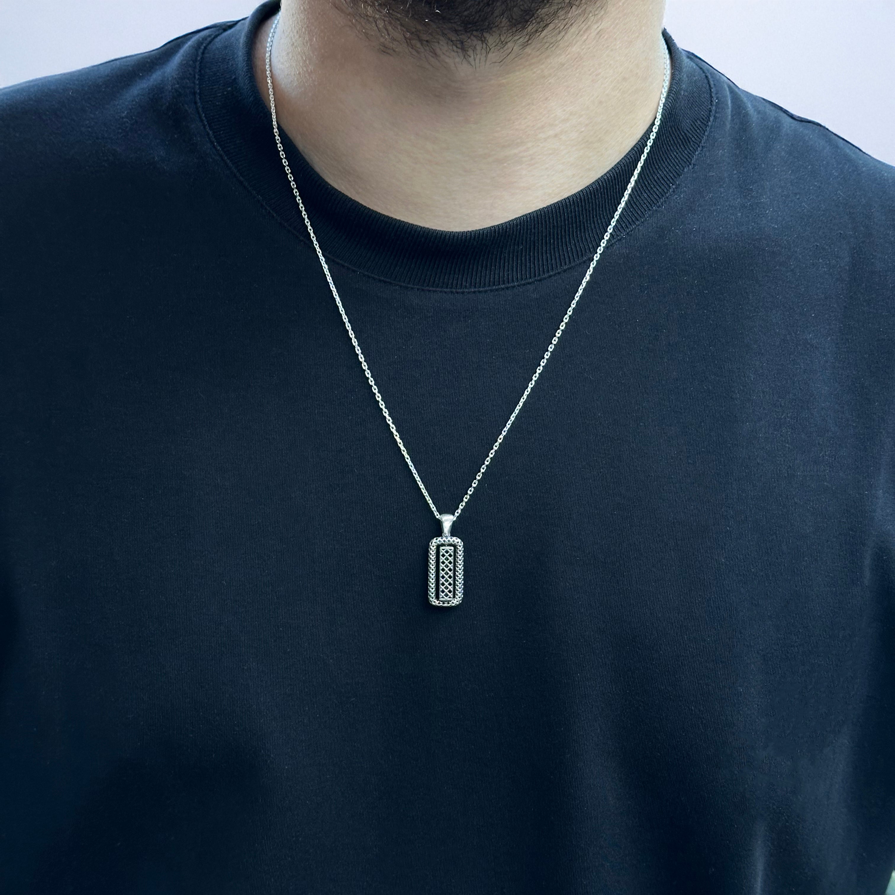 Kişiselleştirilebilir Spinner Gümüş Kolye - Büyük