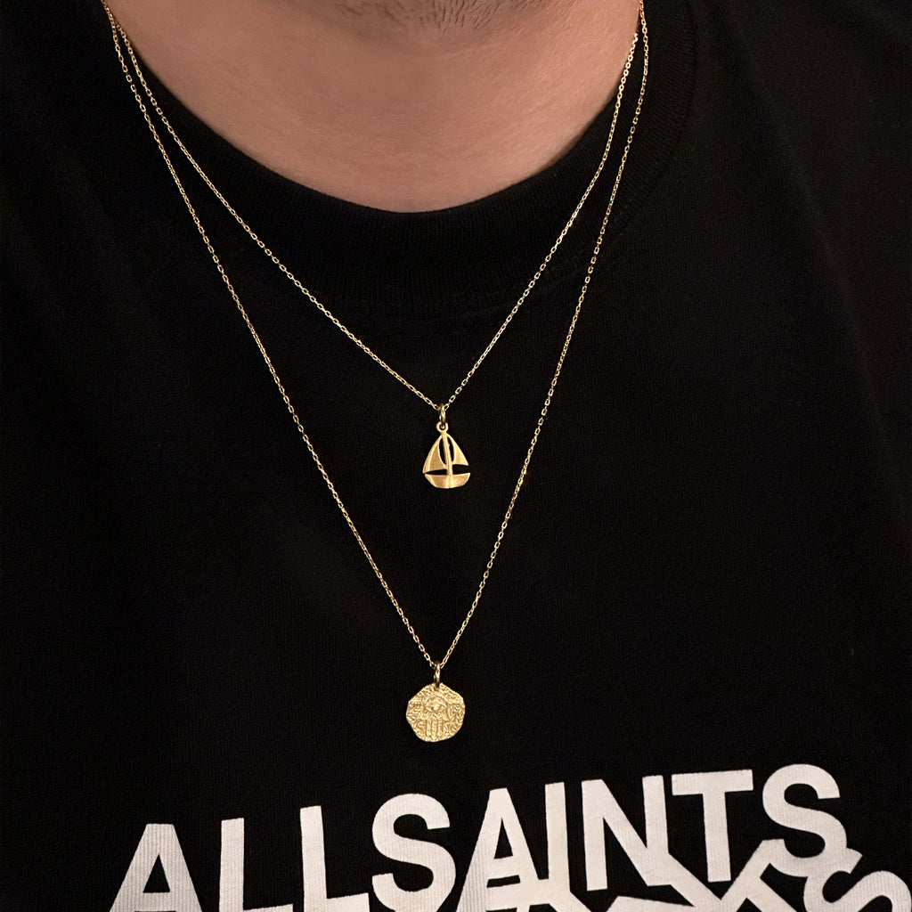 Minimalist Yelkenli Altın Kaplama Gümüş Kolye