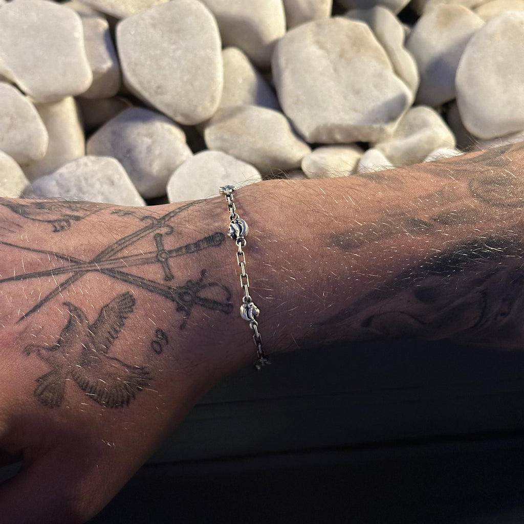 Aslan Figürlü Oksit Gümüş Bileklik