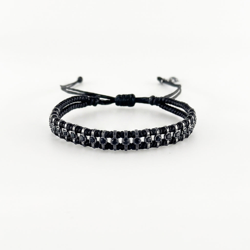 Handwoven Double Band Onyx Bracelet