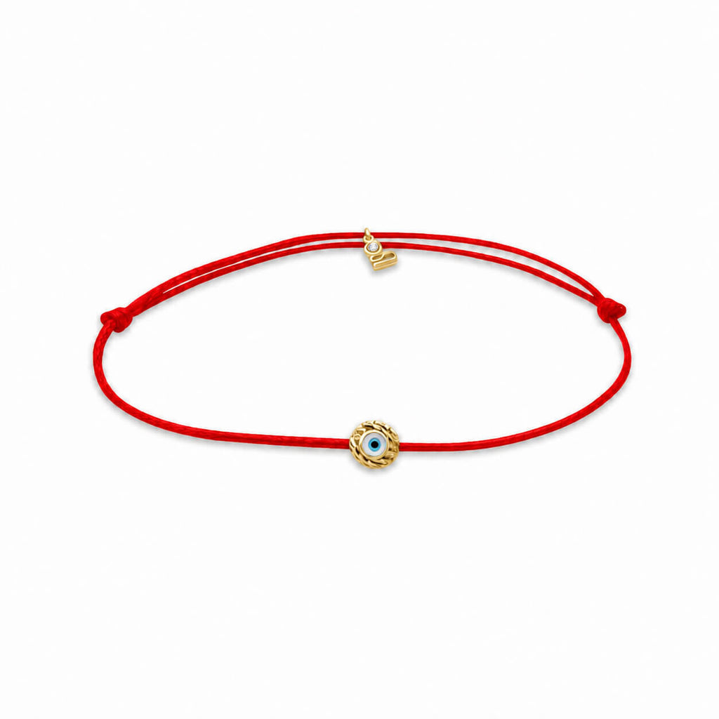 Evil Eye Sphere Black Cord Gold Plated Silver Lucky Bracelet