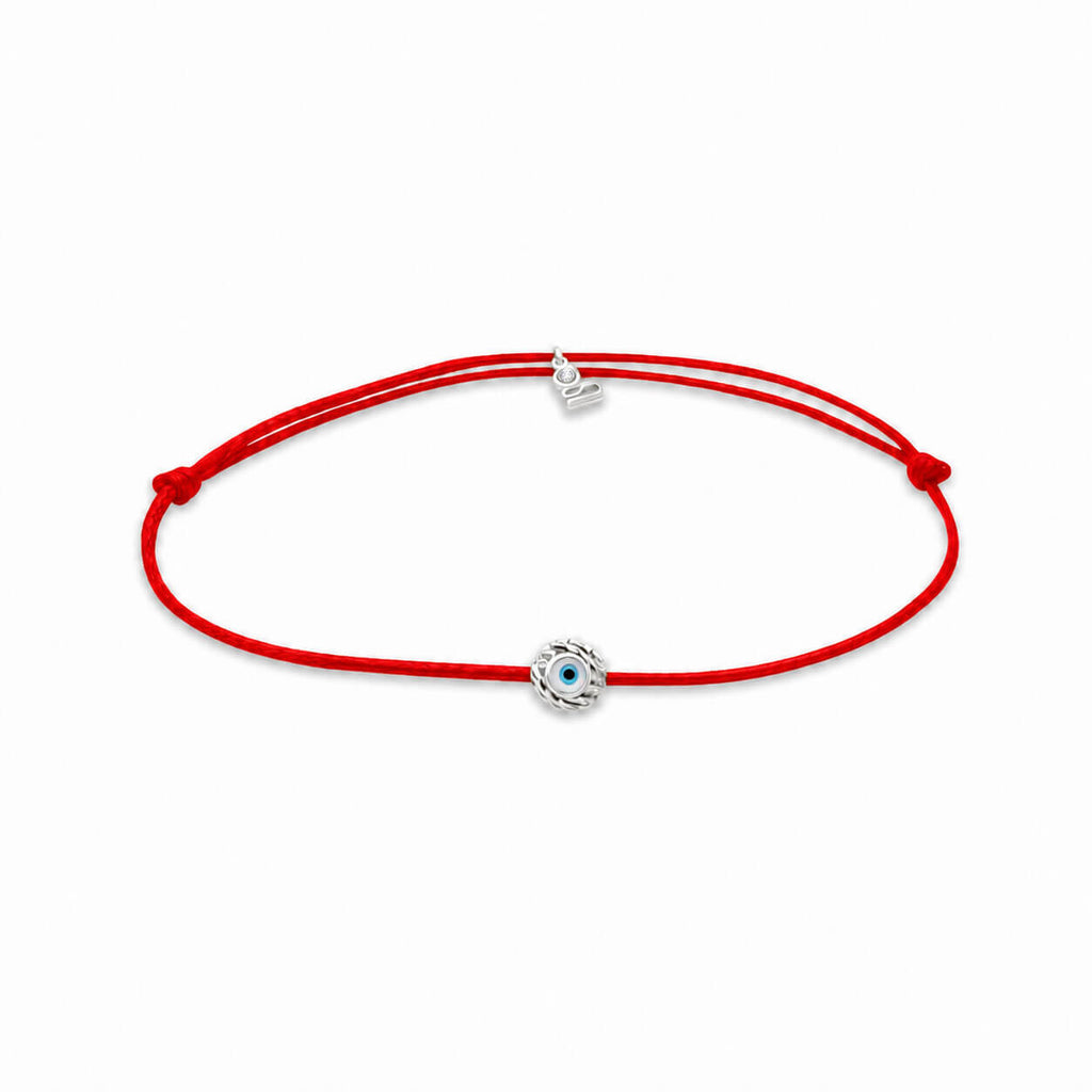 Silver Lucky Bracelet with Black Cord Evil Eye Bead