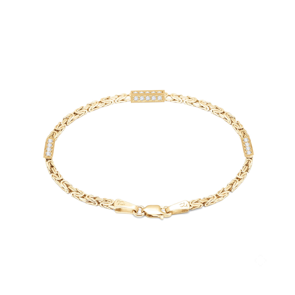 GJ King Chain Silver Bracelet with White Stones 