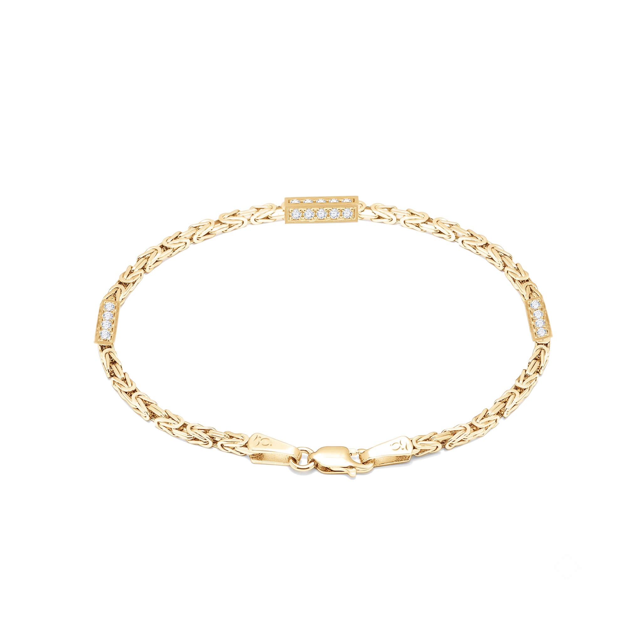GJ King Chain Silver Bracelet with White Stones 