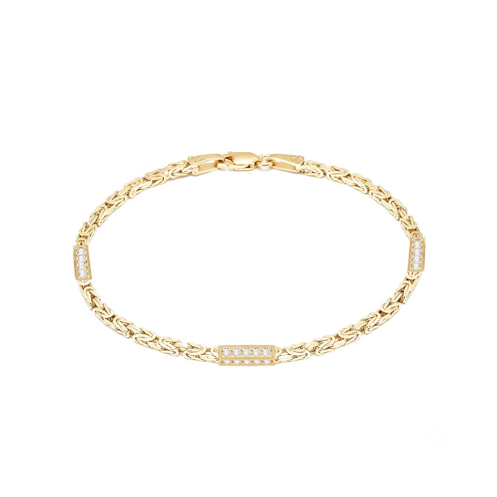 GJ King Chain Silver Bracelet with White Stones 
