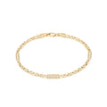 GJ King Chain Silver Bracelet with White Stones 