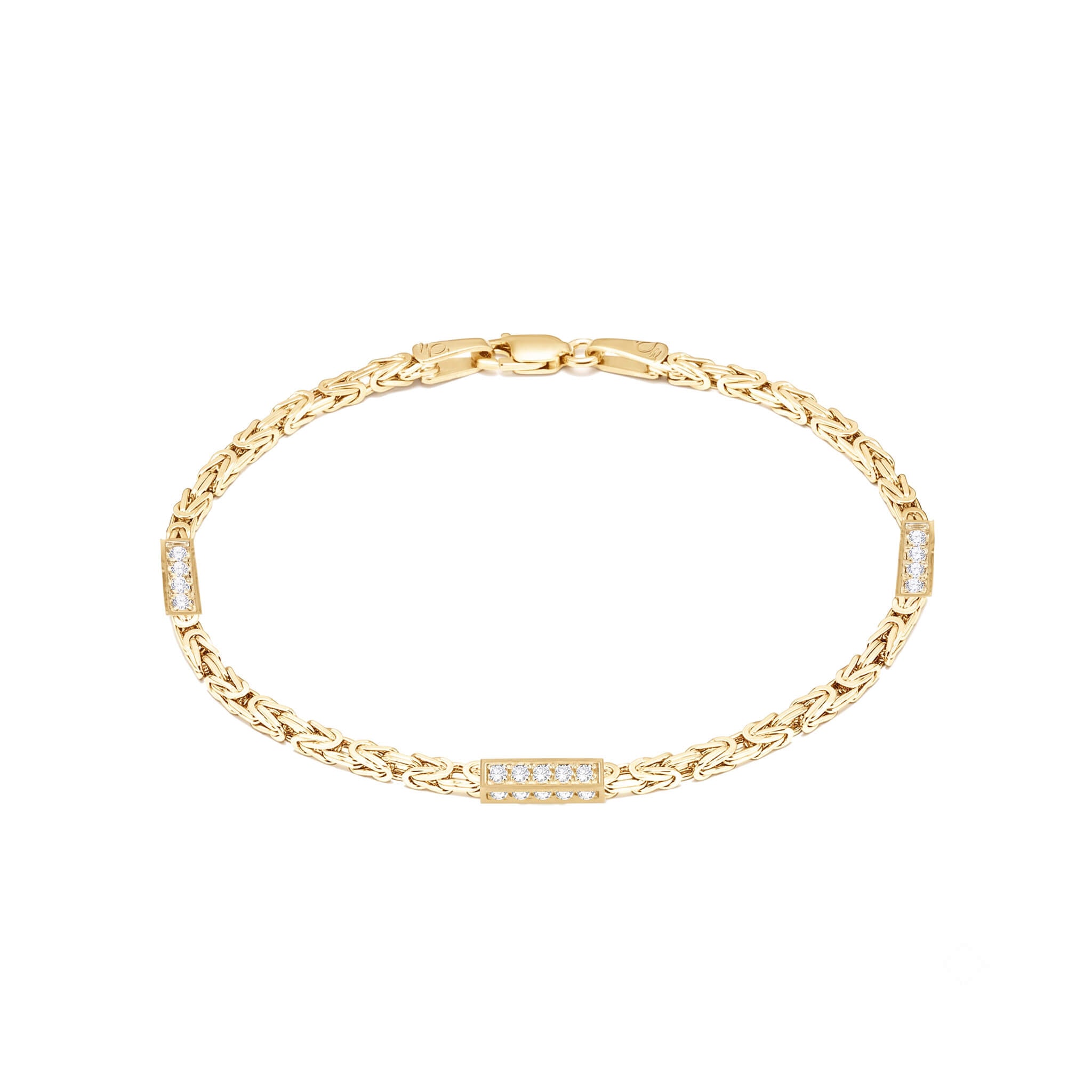 GJ King Chain Silver Bracelet with White Stones 