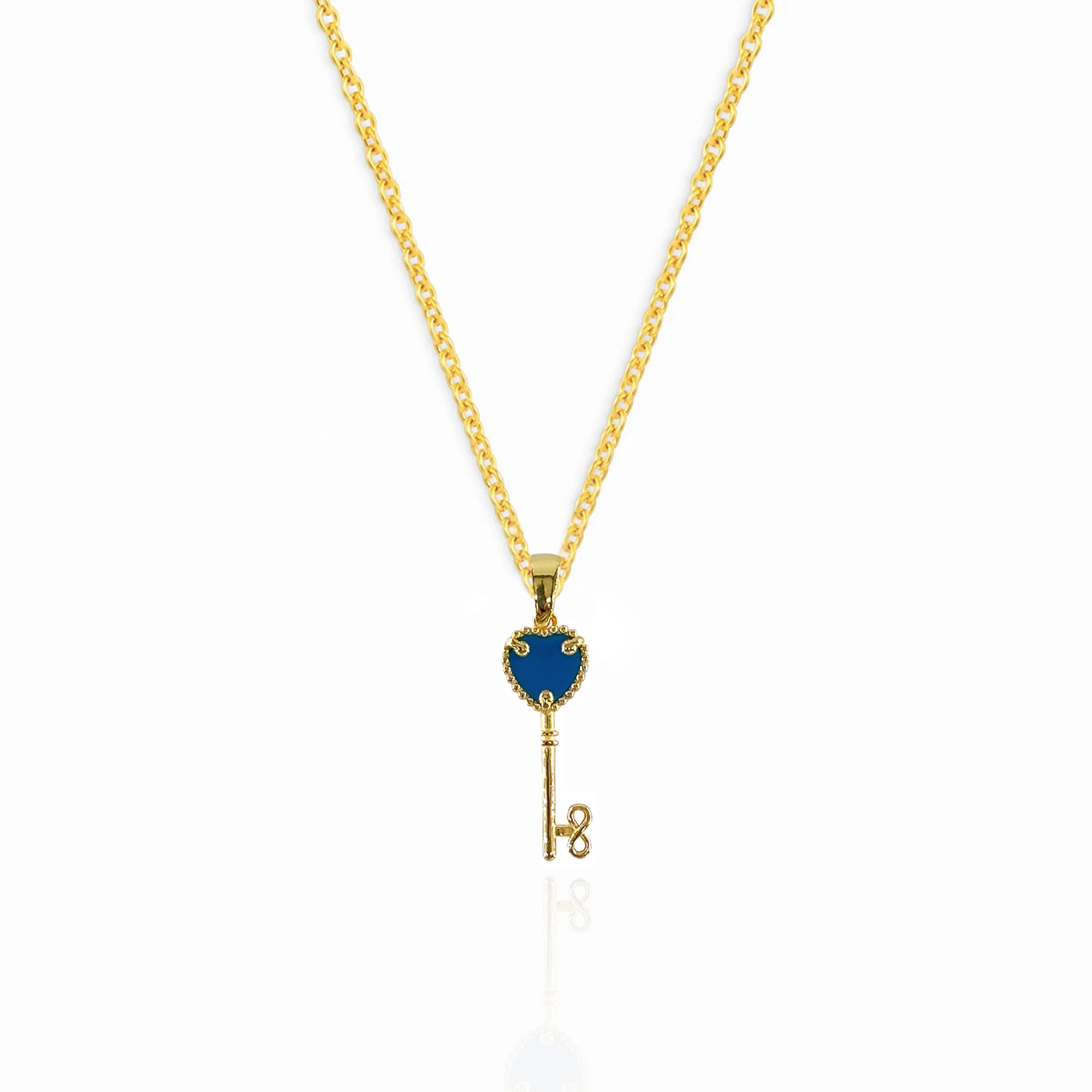 Kalp Sedef Anahtar Altın Kaplama Gümüş Kolye