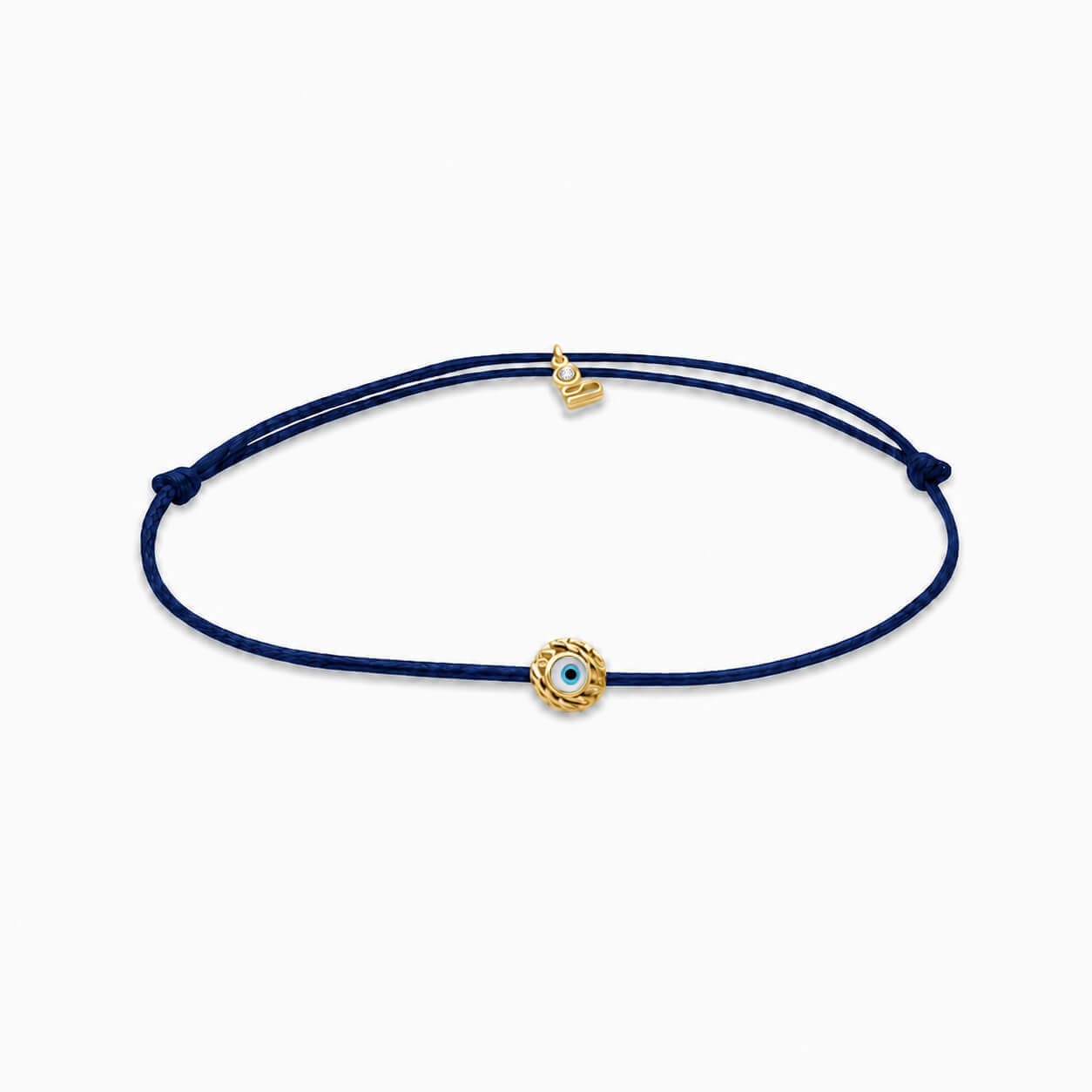 Evil Eye Sphere Black Cord Gold Plated Silver Lucky Bracelet
