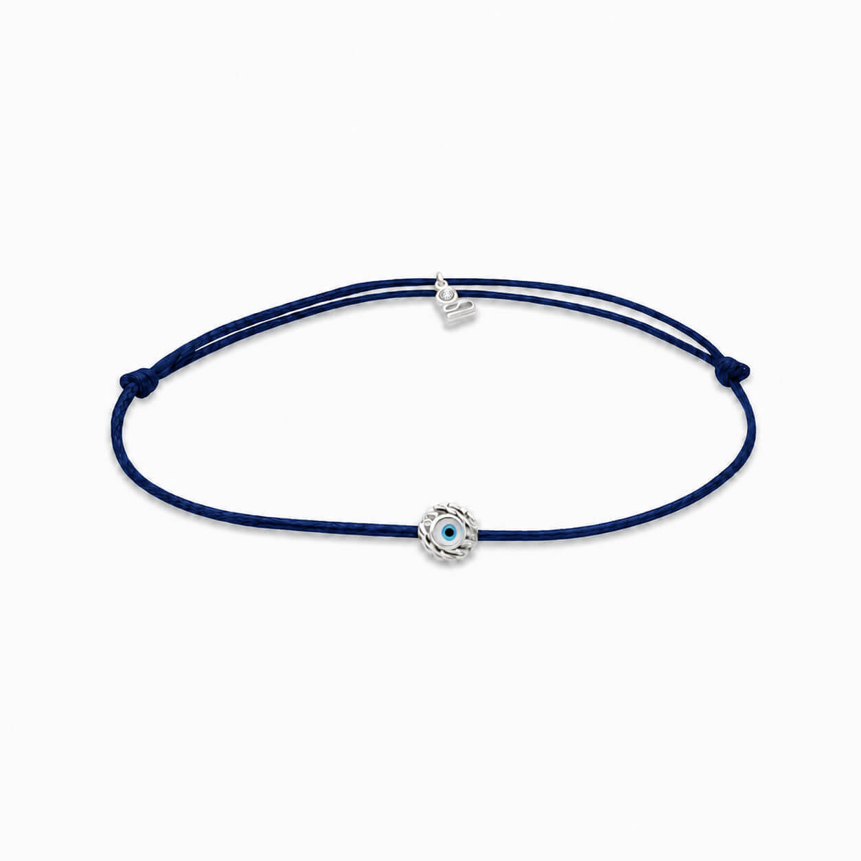 Silver Lucky Bracelet with Black Cord Evil Eye Bead