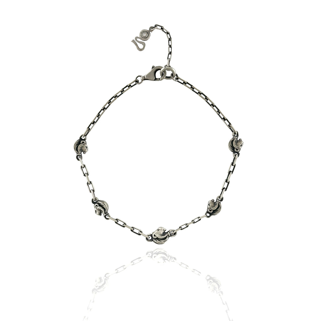 Aslan Figürlü Oksit Gümüş Bileklik