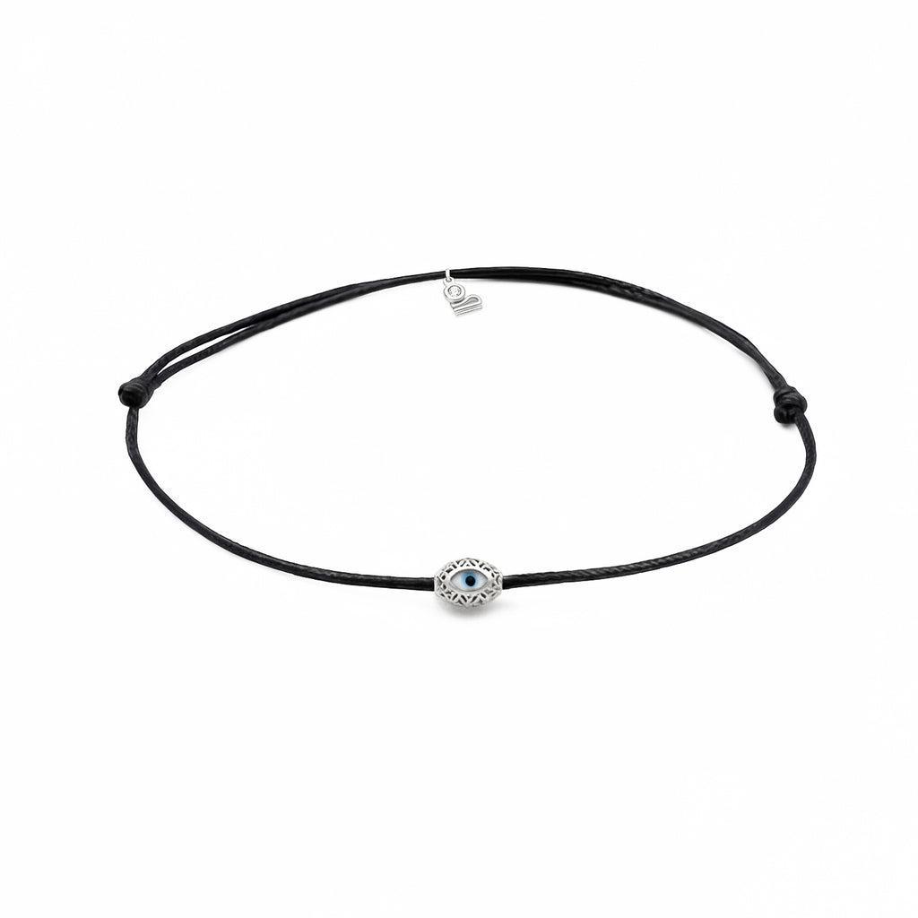 Nazar Marquis Black String Silver Lucky Bracelet