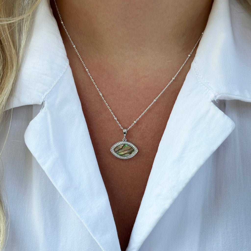 Marquise Ocean Mother-of-Pearl Silver Necklace 