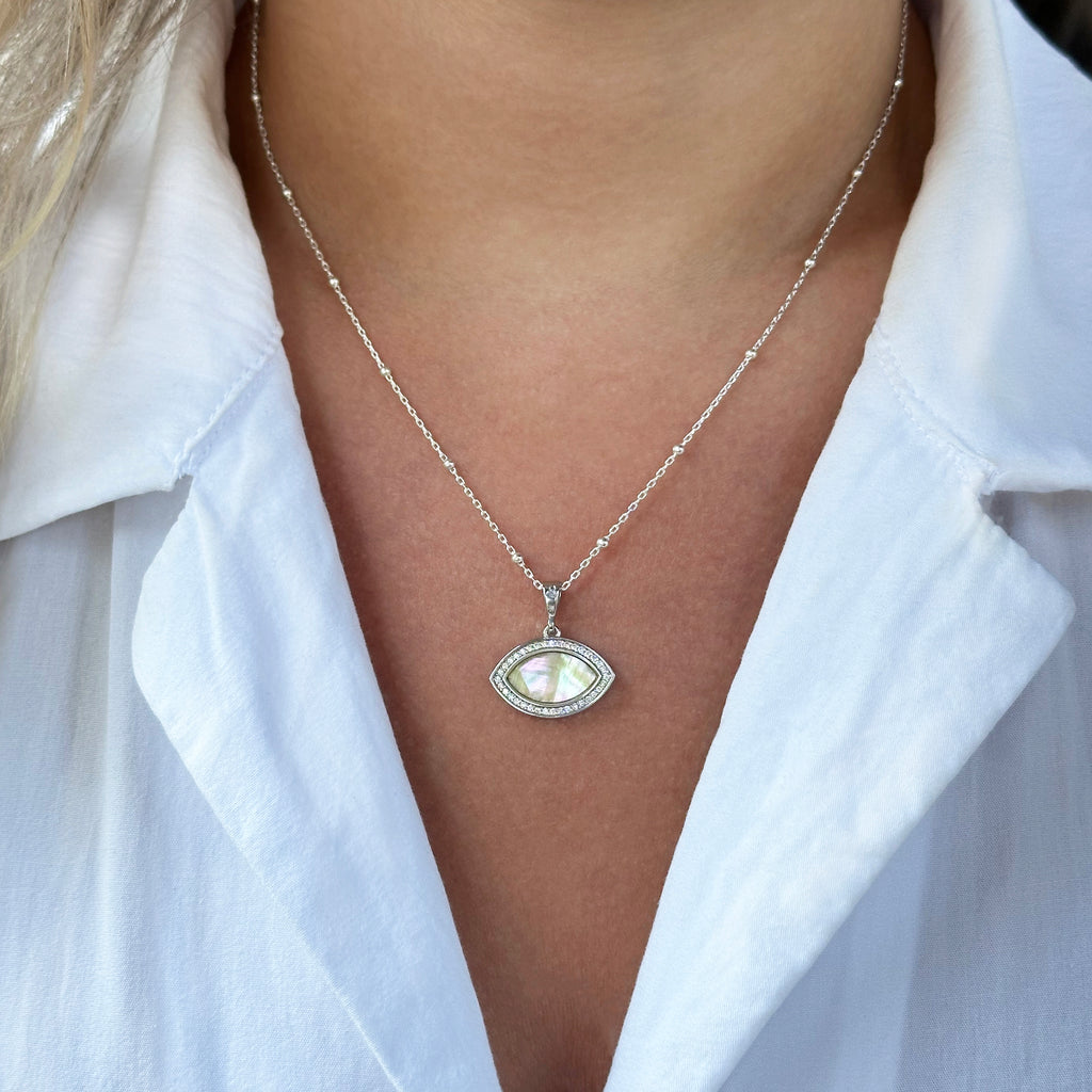 Marquise Mother-of-Pearl Silver Necklace 
