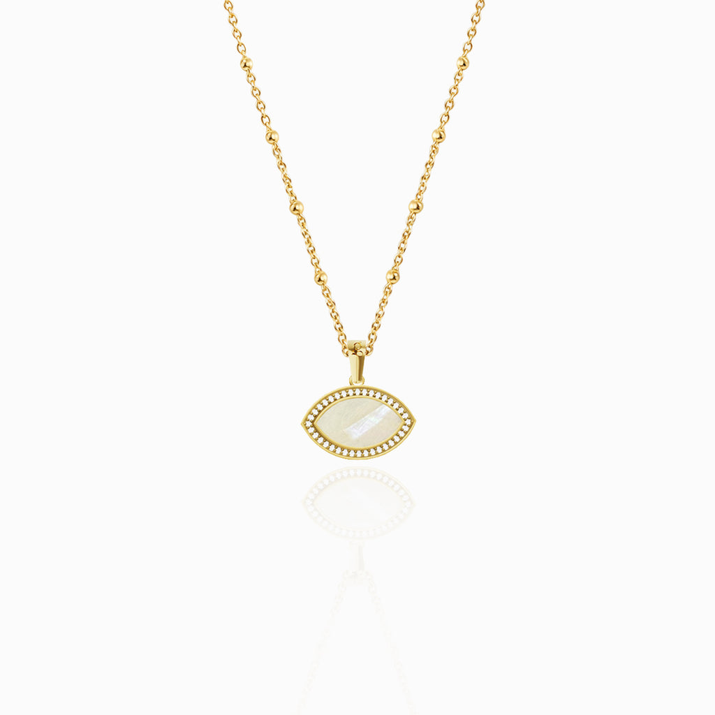 "Mini" Marquise Mother-of-Pearl Silver Necklace