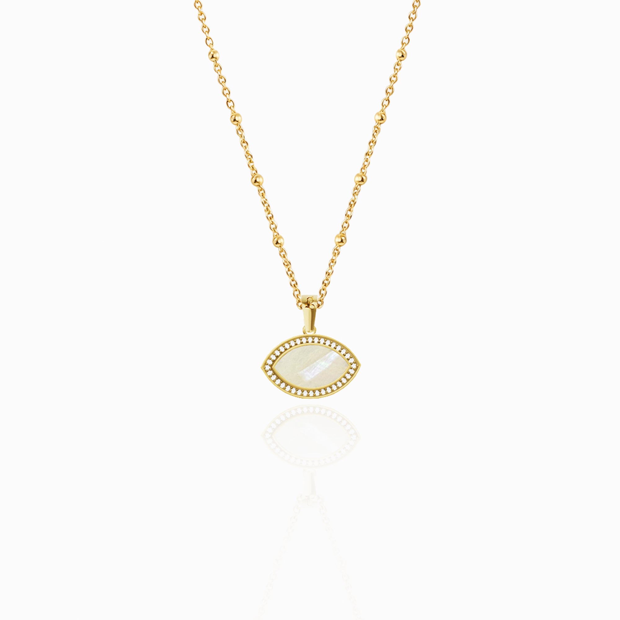 "Mini" Marquise Mother-of-Pearl Silver Necklace