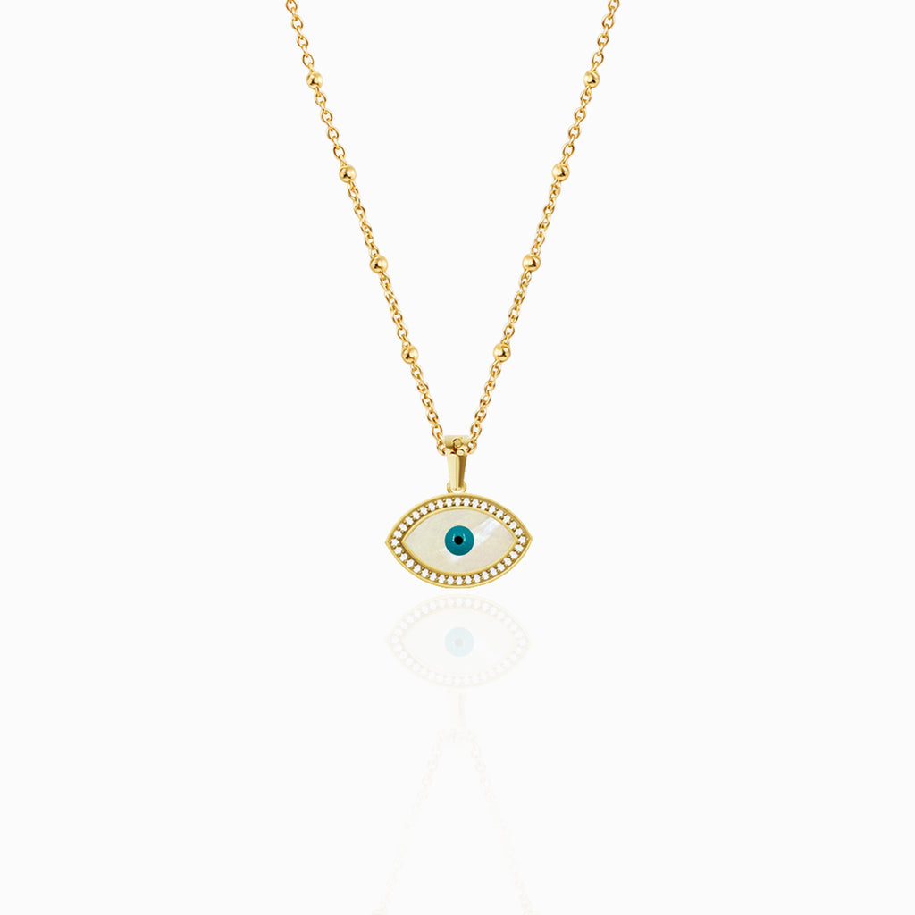 "Mini" Marquise Mother-of-Pearl Eye Silver Necklace