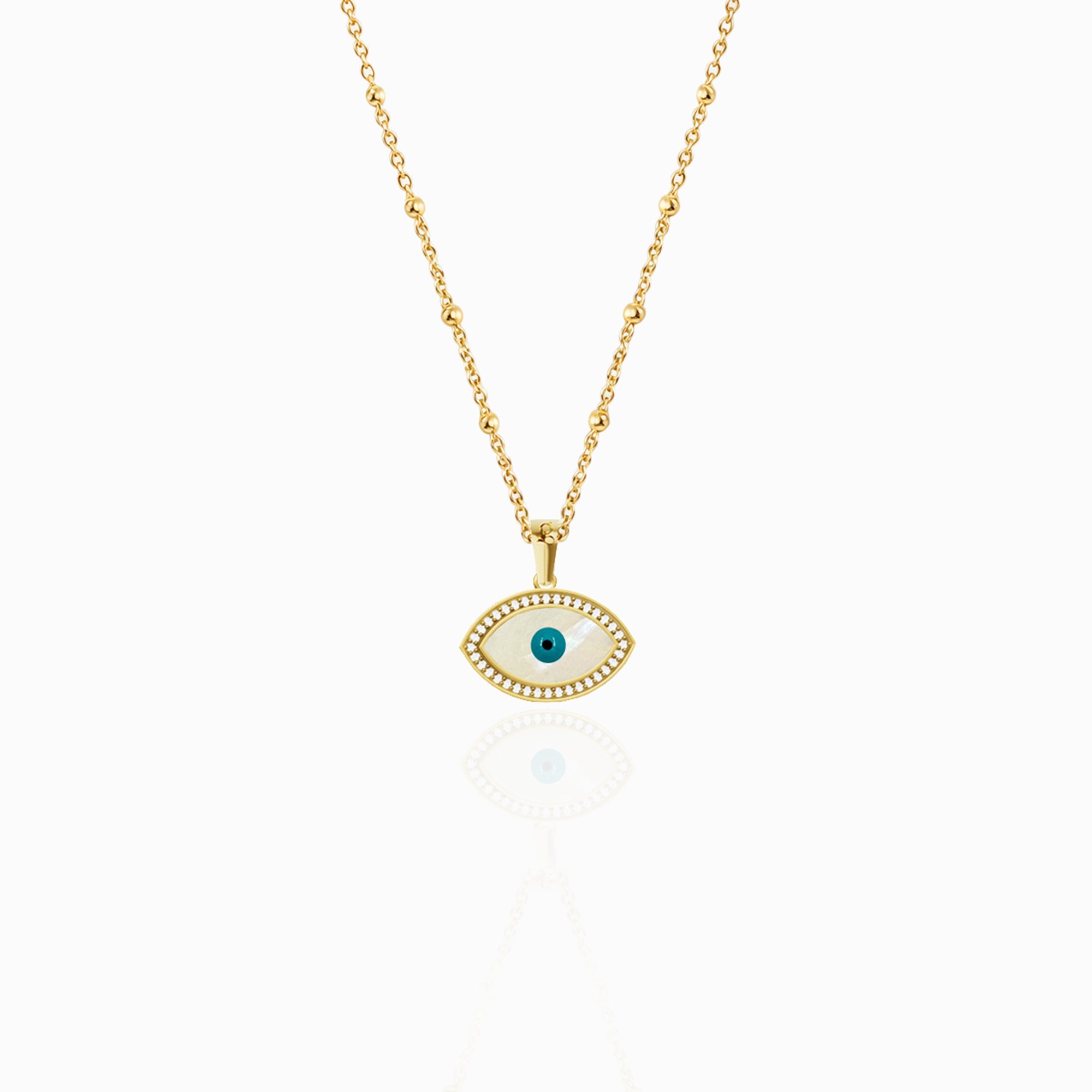 "Mini" Marquise Mother-of-Pearl Eye Silver Necklace