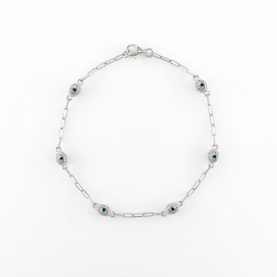 Nazar Marquise Enamel Gold Plated Silver Bracelet 