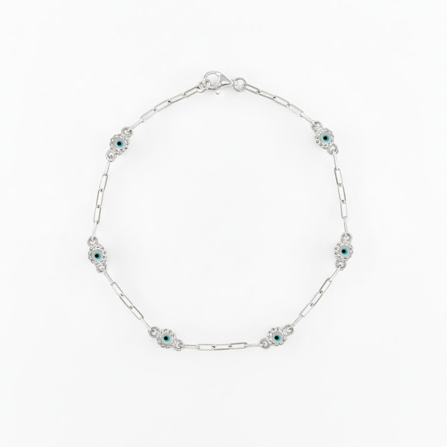 Evil Eye Enamel Gold Plated Silver Bracelet 