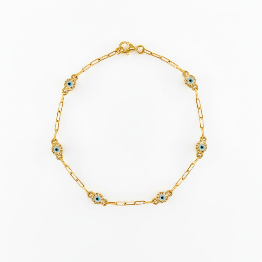 Evil Eye Enamel Gold Plated Silver Bracelet 