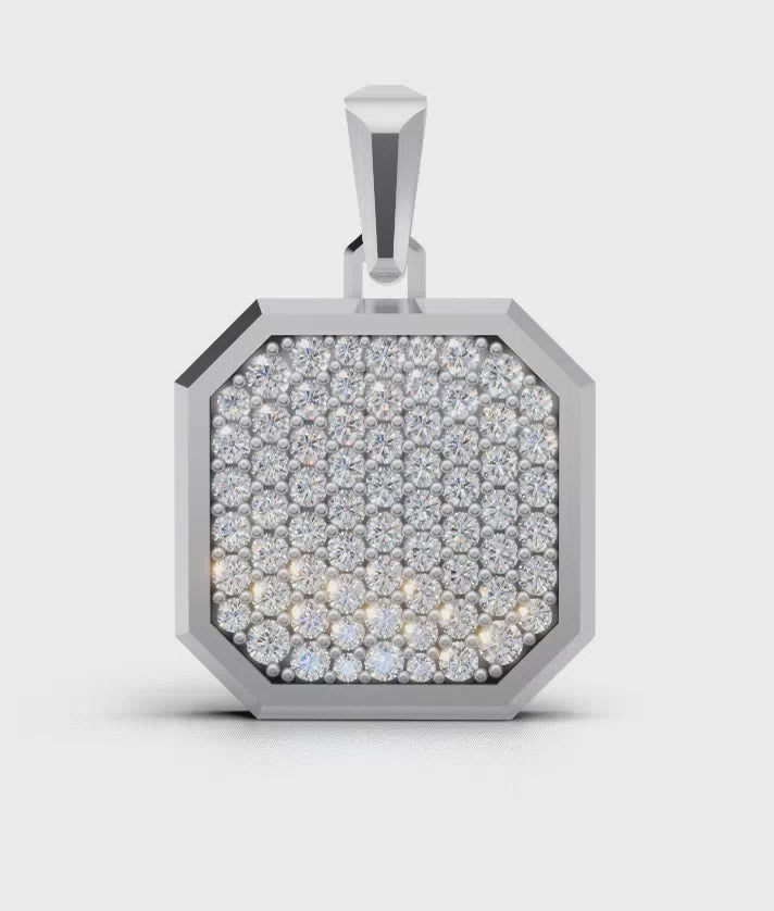 Moissanite Square Frame Pavé Silver Necklace