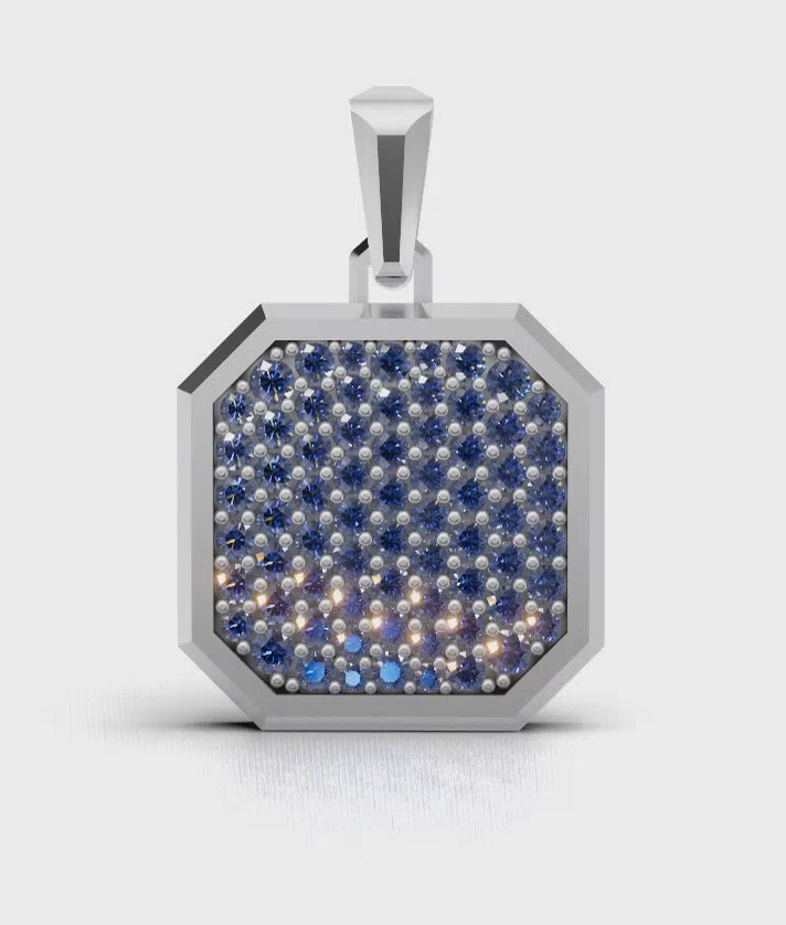 Midnight Square Frame Pavé Silver Necklace