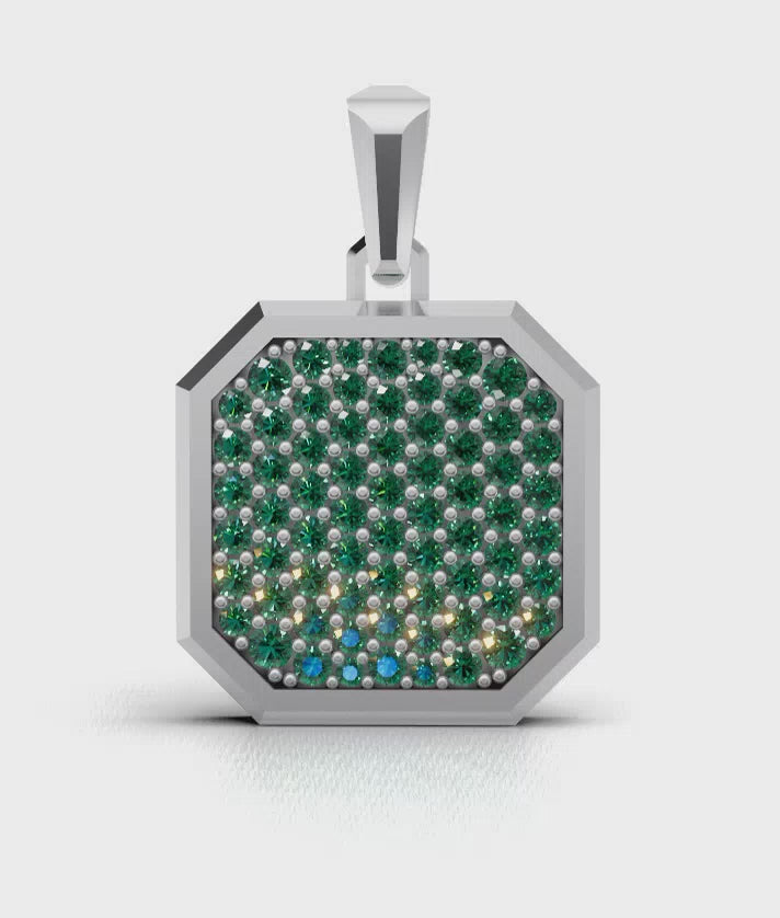 Viridian Square Frame Pavé Silver Necklace