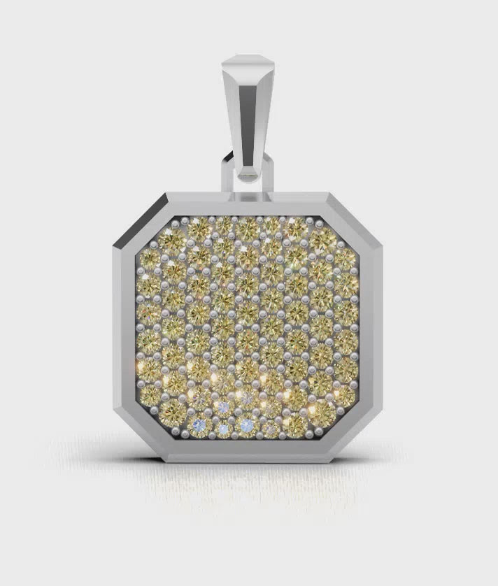 Champagne Square Frame Pavé Silver Necklace