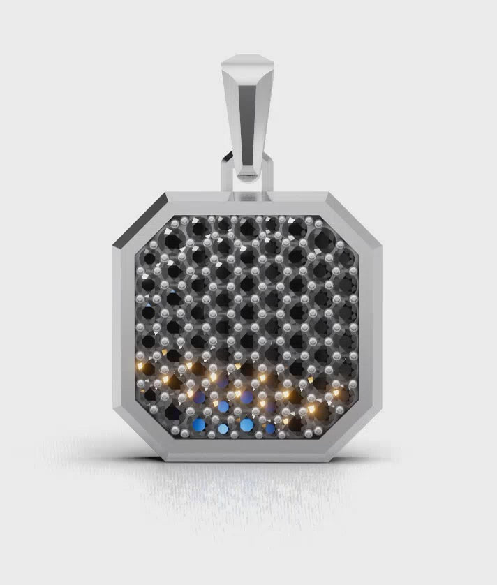 Onyx Square Frame Pavé Silver Necklace