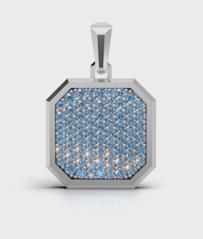 Azure Square Frame Pavé Silver Necklace