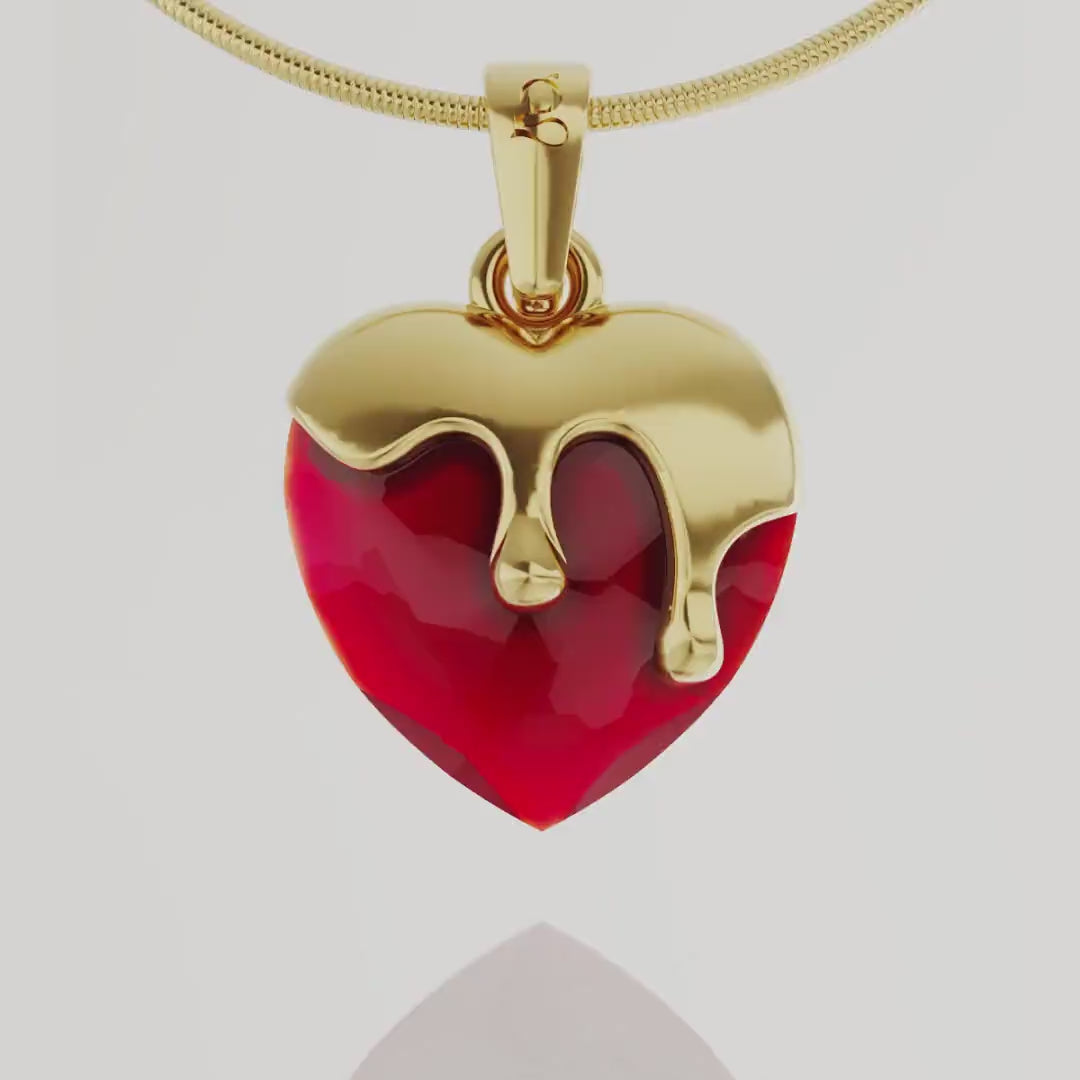 Melting for You - Ruby Kalp Gümüş Kolye
