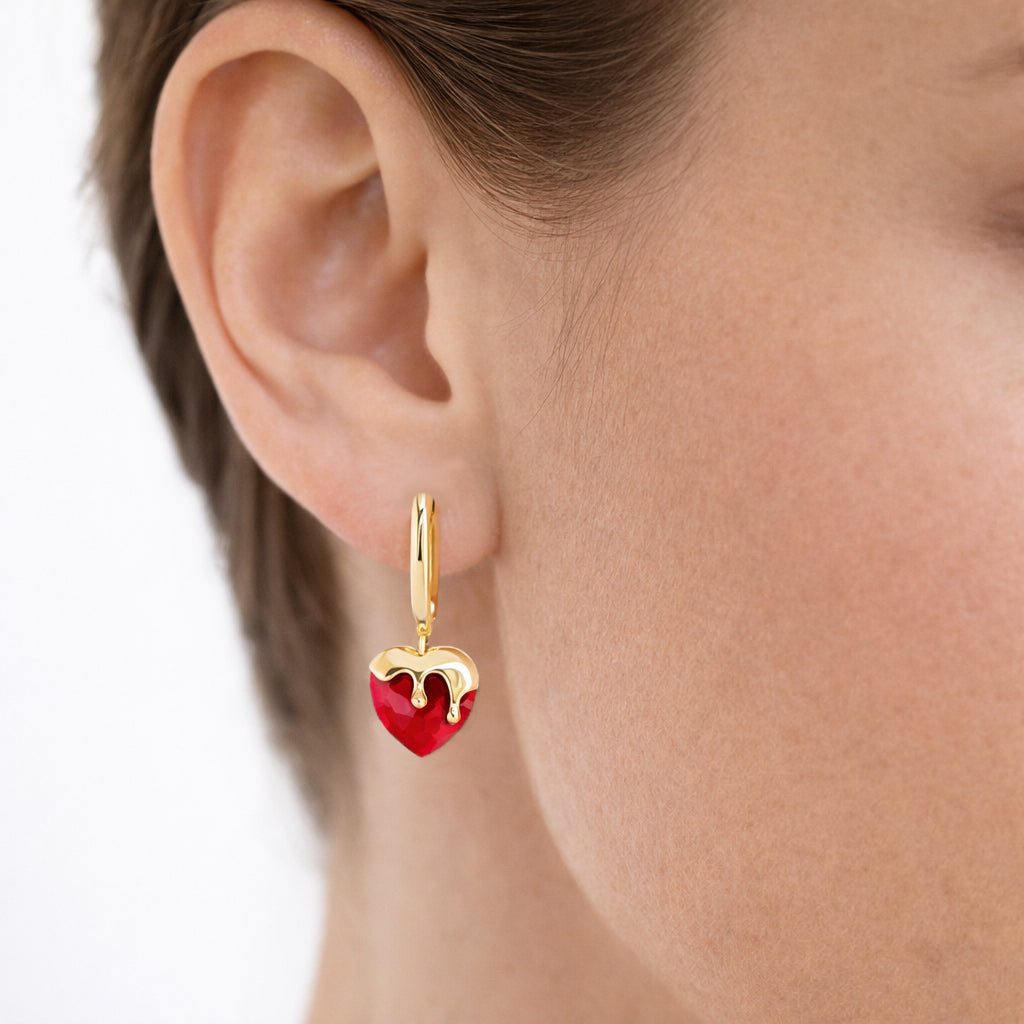 Melting for You - Ruby Kalp Küpe