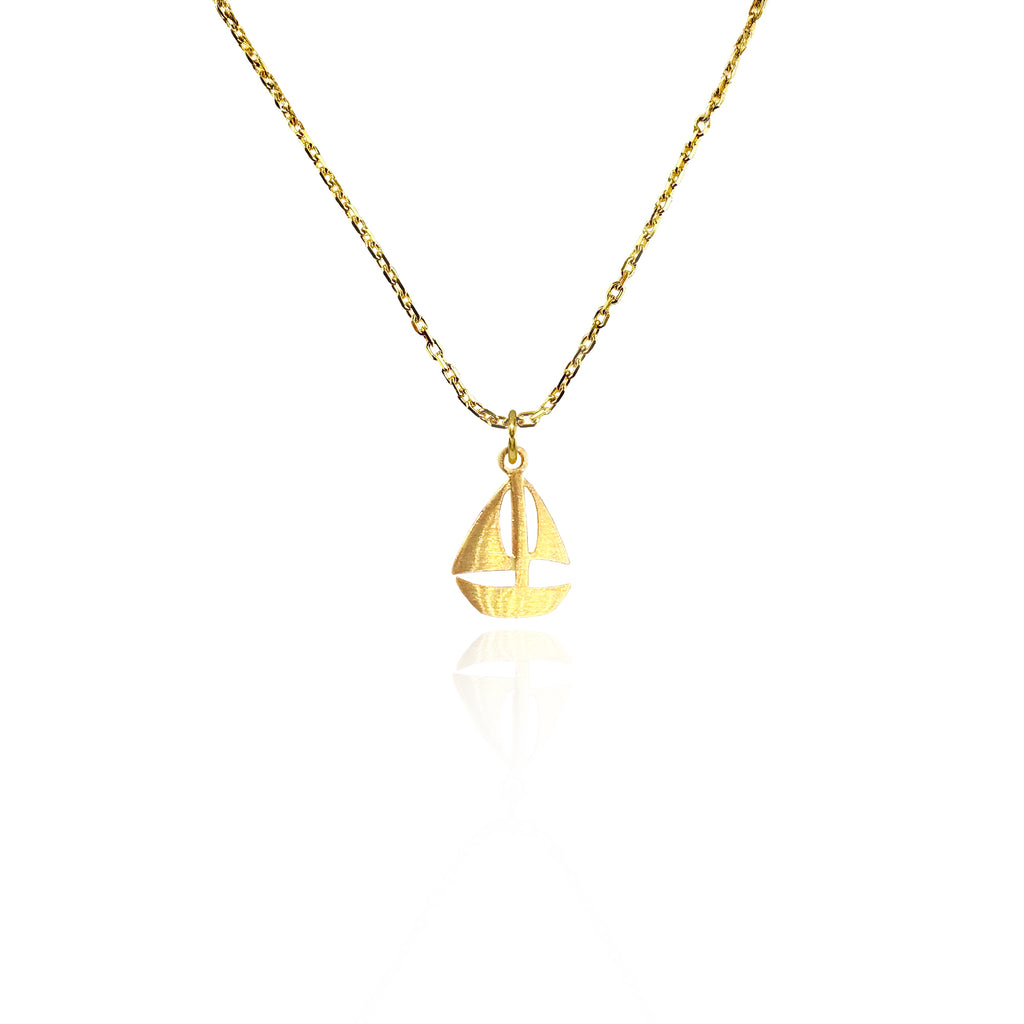 Minimalist Yelkenli Altın Kaplama Gümüş Kolye