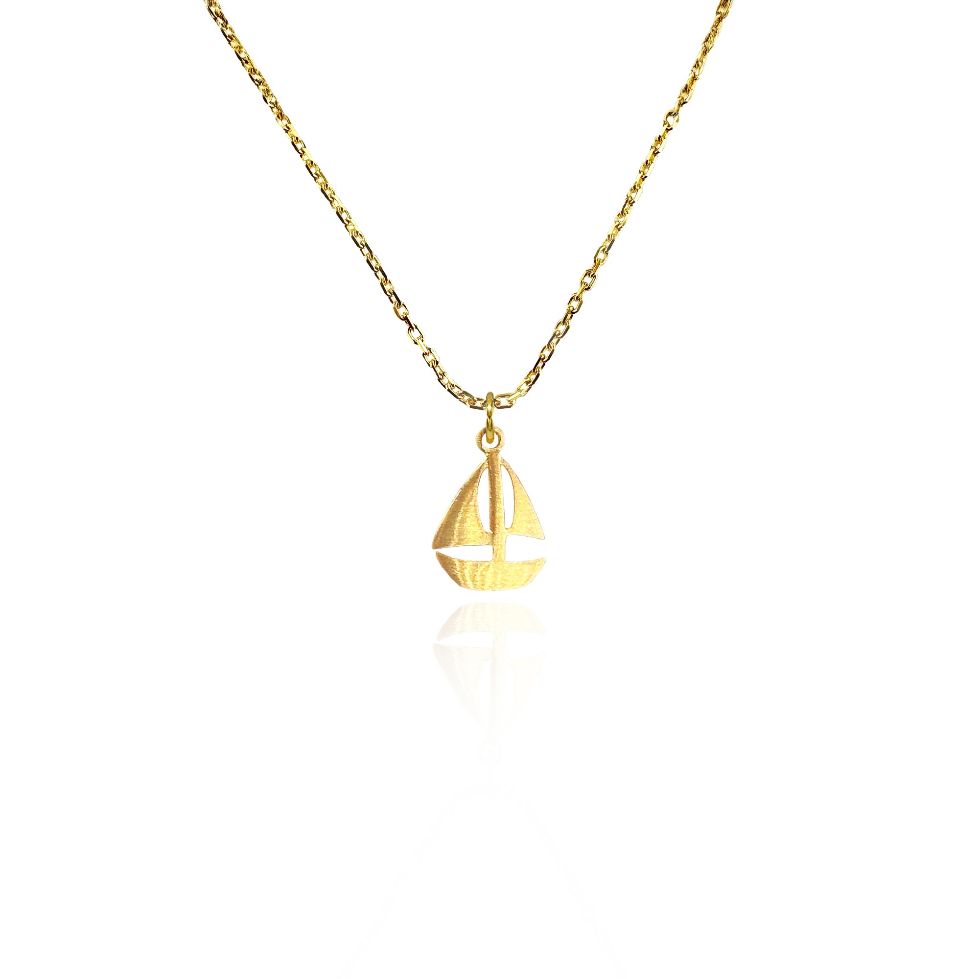 Minimalist Yelkenli Altın Kaplama Gümüş Kolye