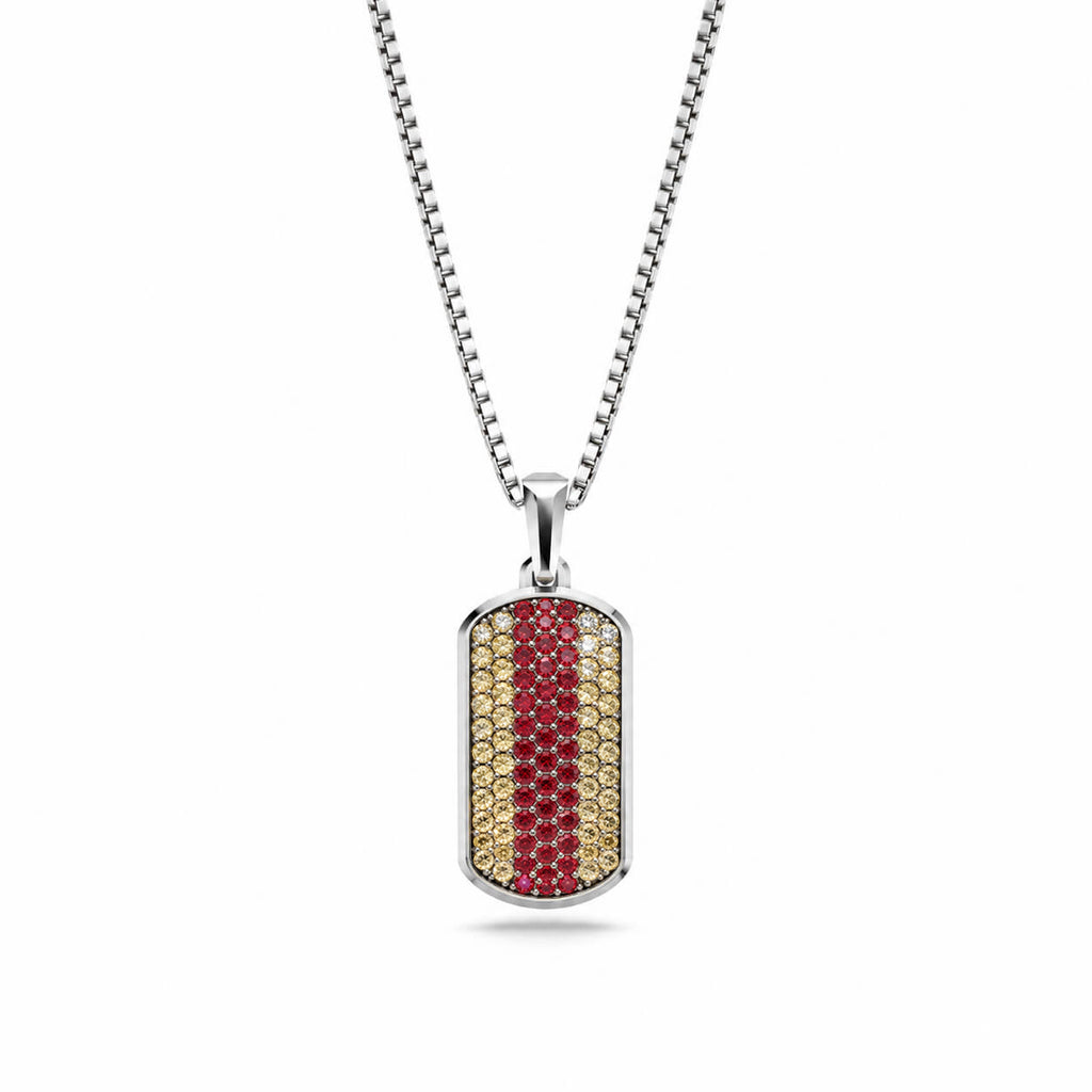 Moissanite Small Frame Pavé Tag Silver Necklace