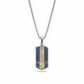 Yellow & Navy Small Frame Pavé Tag Silver Necklace