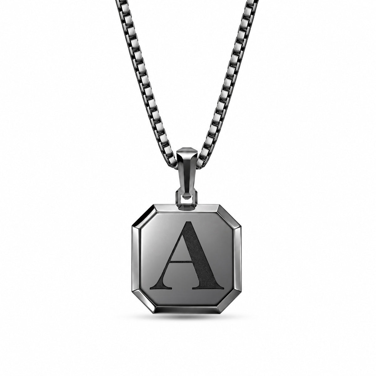 Initial Square Frame Gold Plated Silver Necklace