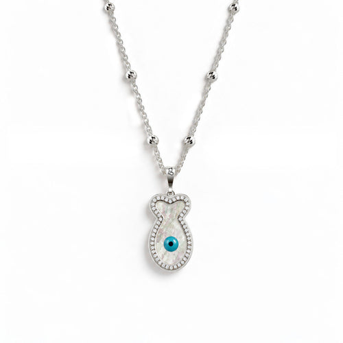 Fish Pearl Eye Silver Necklace 