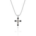 Silver Cross Necklace with Black Clover Motif 