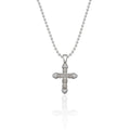 Silver Cross Necklace with White Clover Motif 
