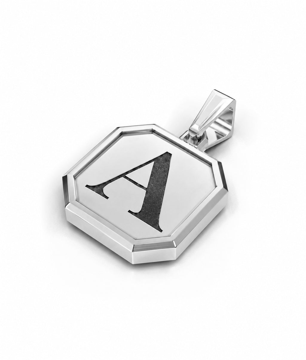 Initial Square Frame Silver Necklace