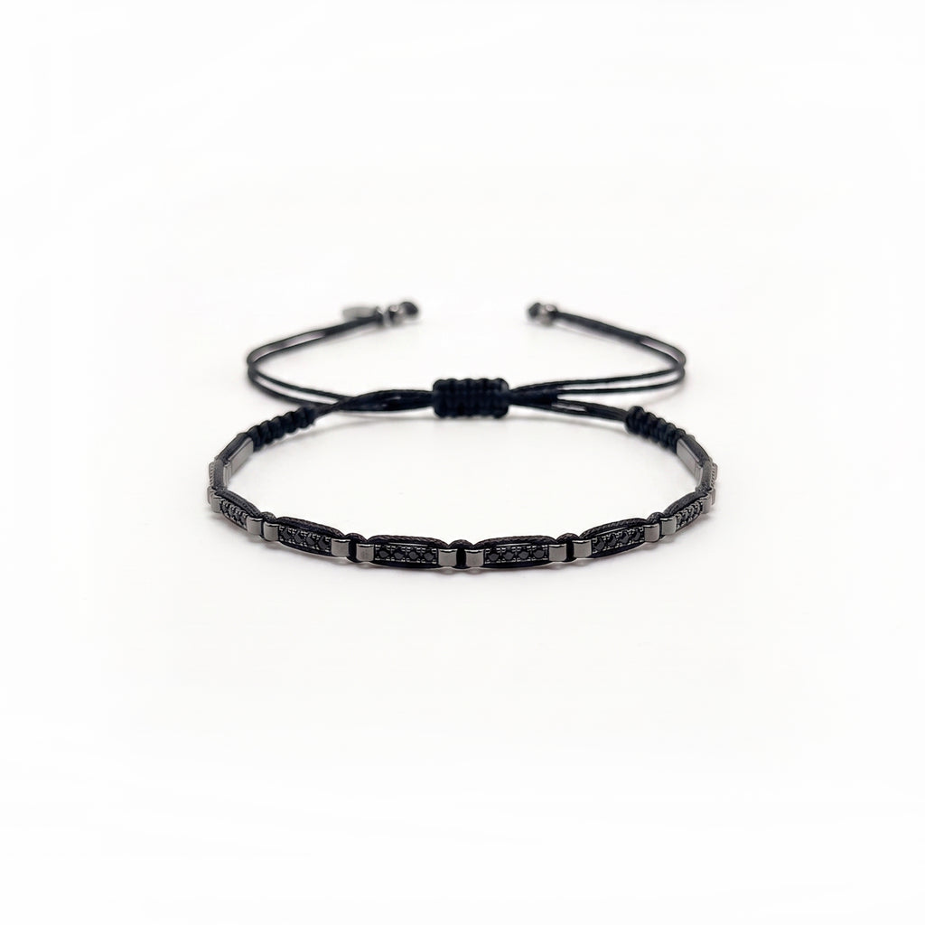 Onyx Bar Black Cord Bracelet