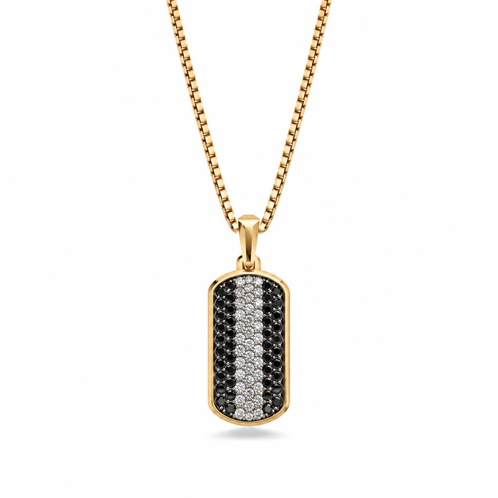 Moissanite Small Frame Pavé Tag Silver Necklace