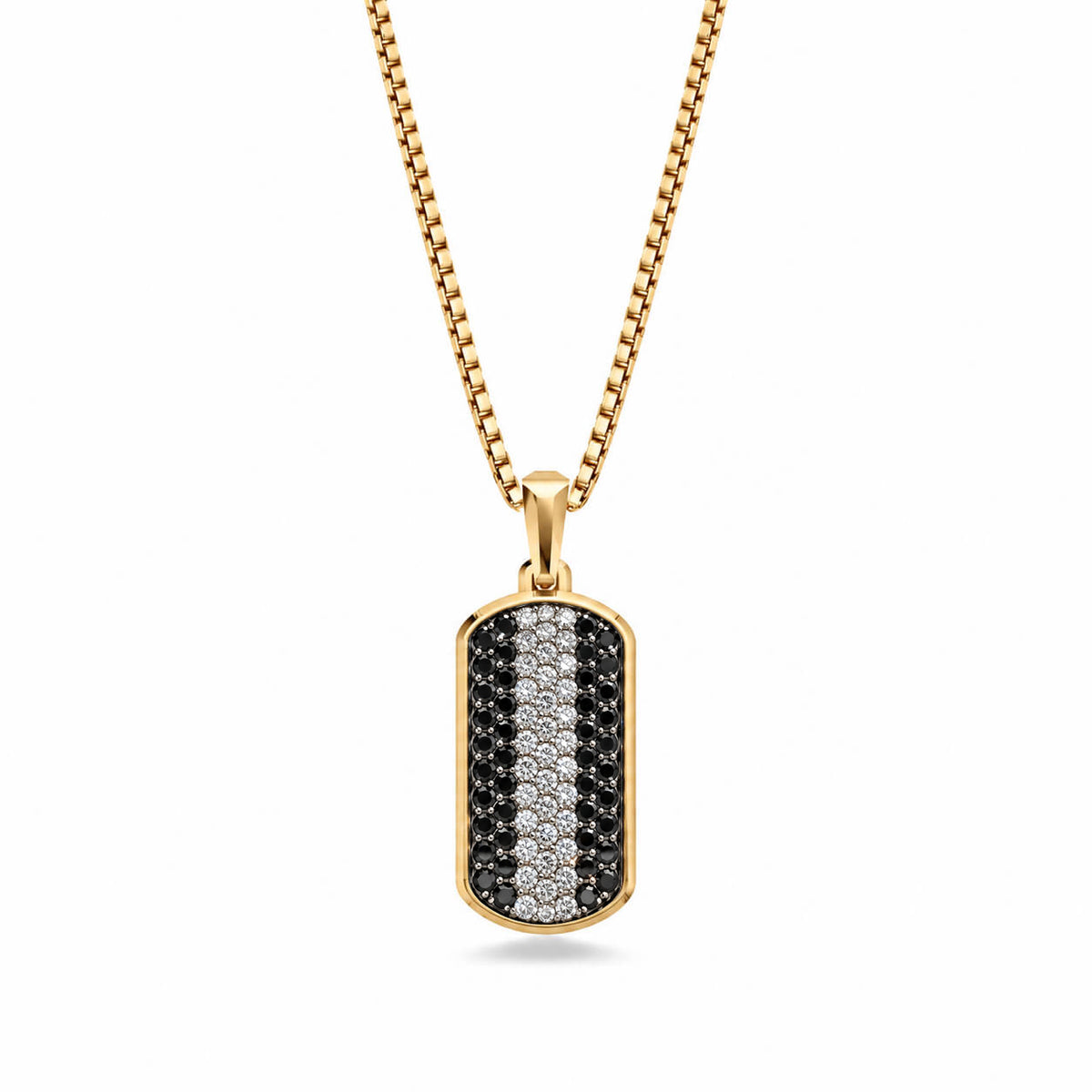 Moissanite Small Frame Pavé Tag Silver Necklace